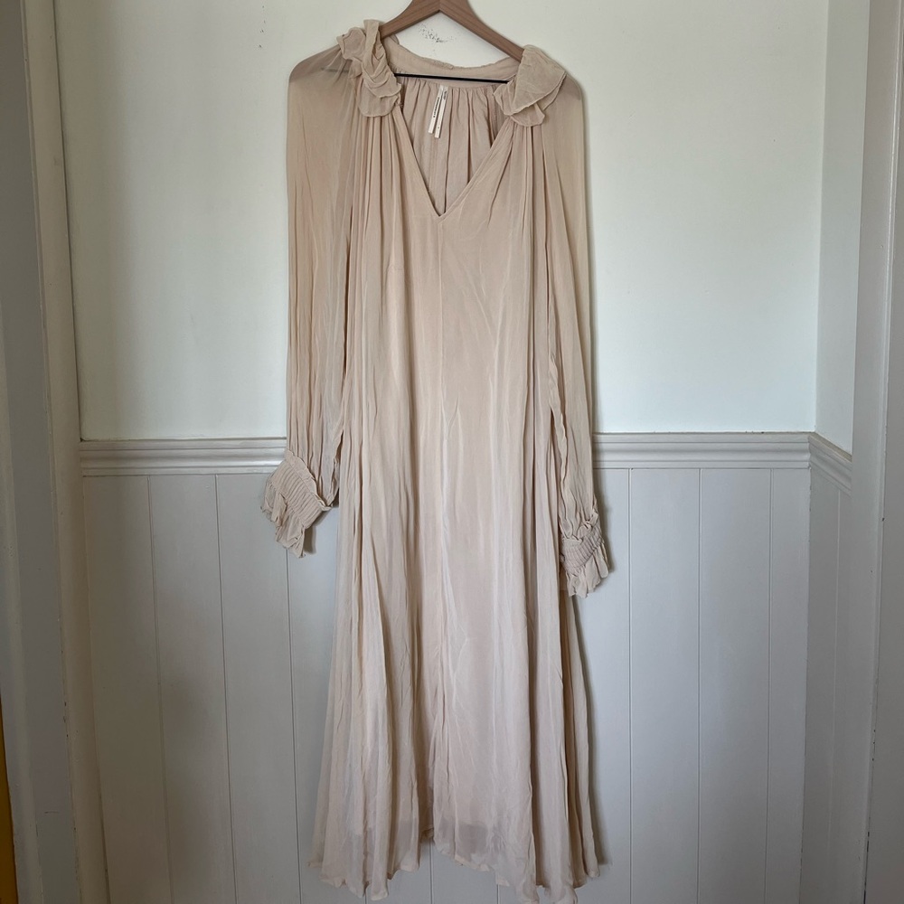 Anthropologie Cream Long Sleeve Dress